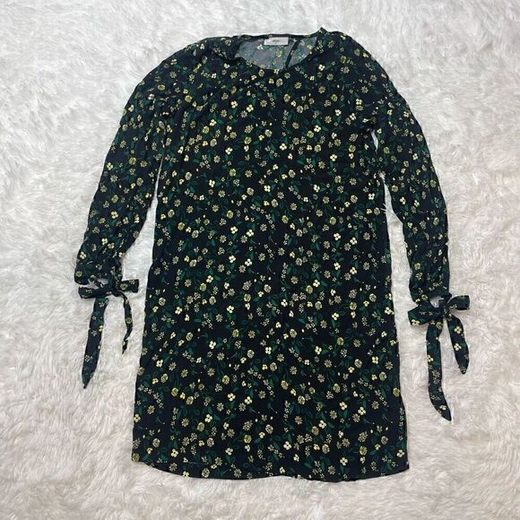 Minimum Dress Black Green Floral Size 38 Long Sleeve Lightweight Viscose - Picture 1 of 9